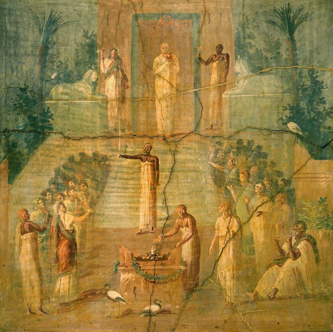 Ceremonie kultu Isis, z Pompejí (freska) od Roman Roman