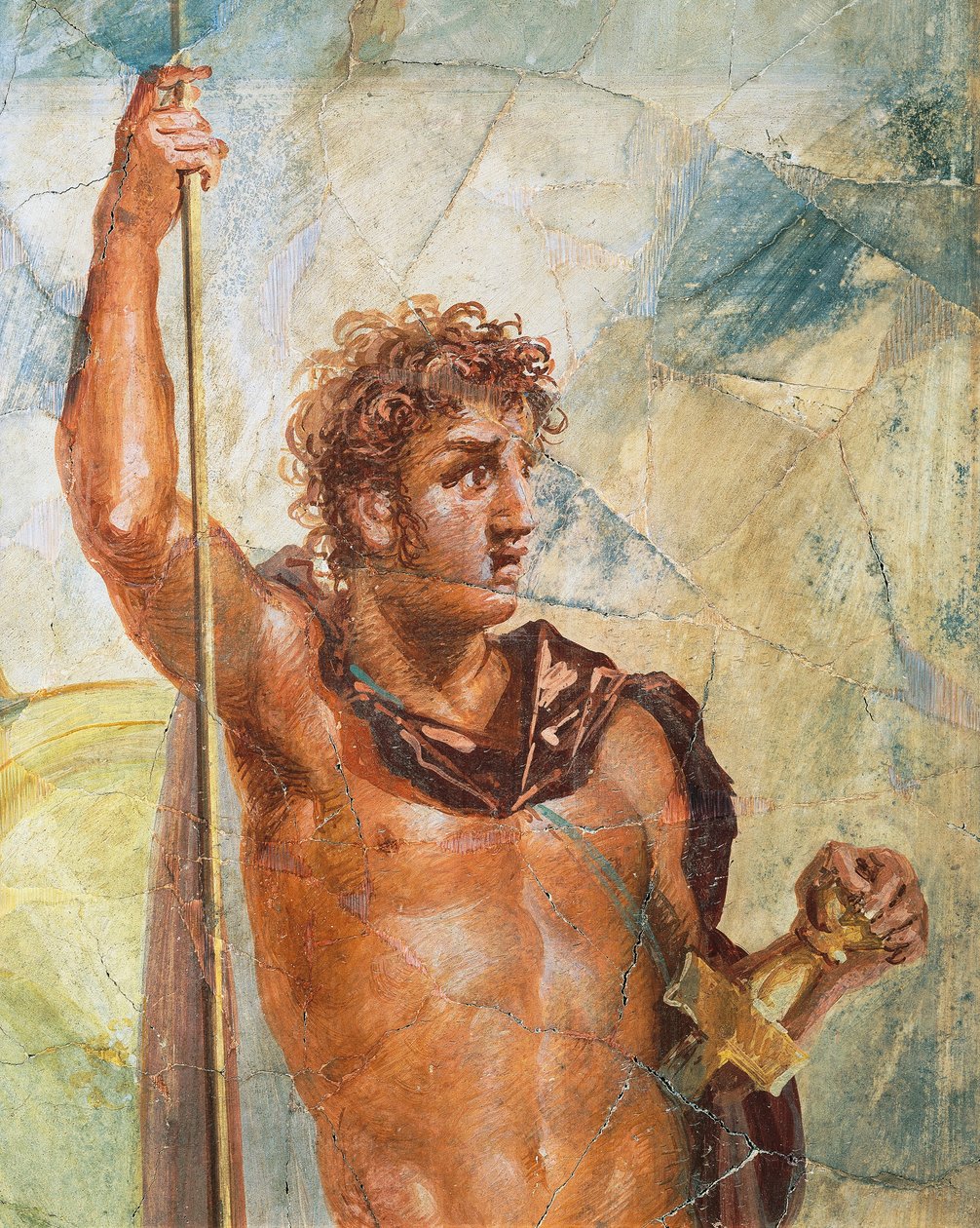 Detail fresky zobrazující Alexandra ze svatby Alexandra (Ares) a Stateiry (Aphrodite), Regio 6 Insula Occidentalis 39, Pompeje (Seznam světového dědictví UNESCO od Roman Roman