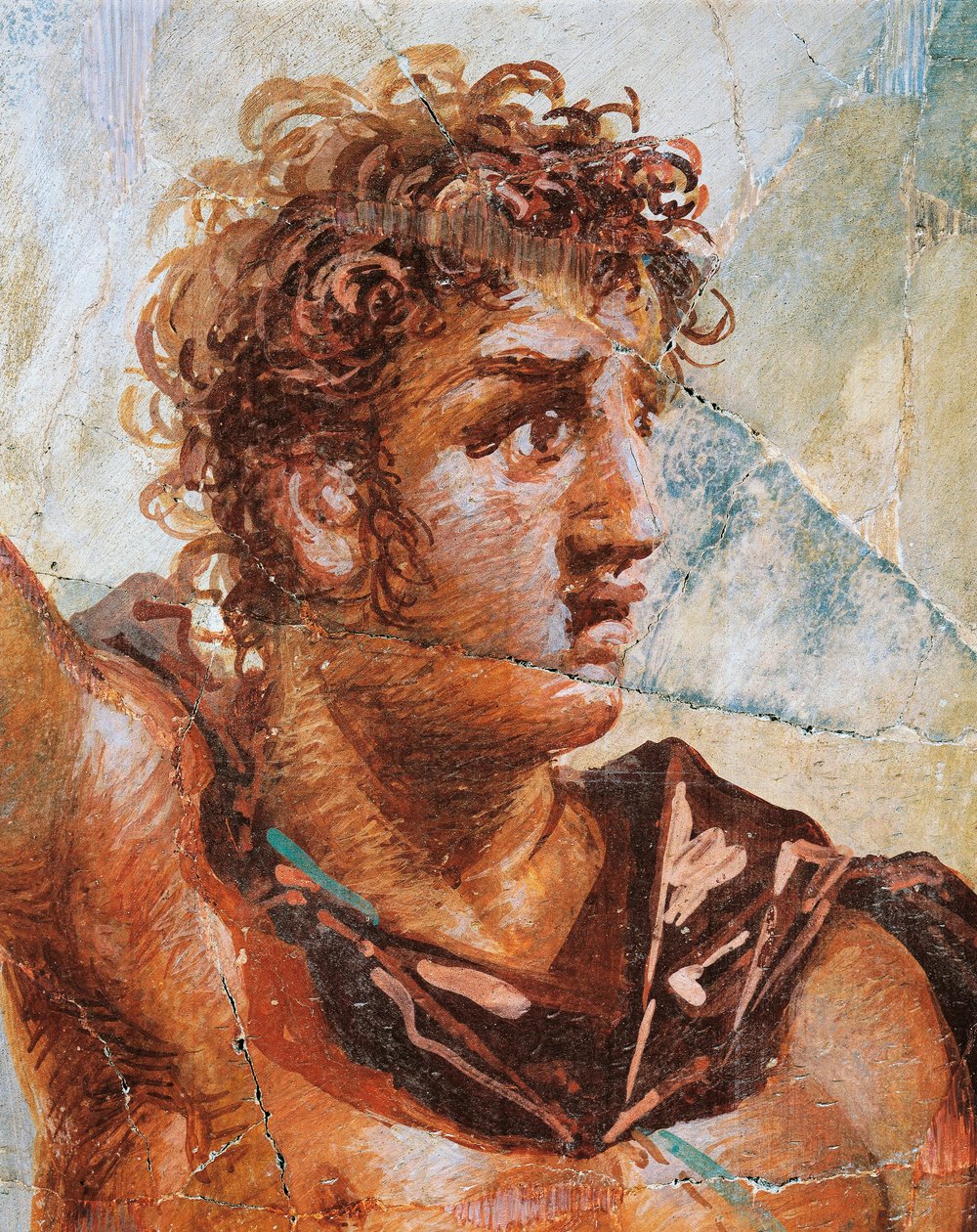 Detail fresky zobrazující Alexandra ze svatby Alexandra (Ares) a Stateiry (Aphrodite), Regio 6 Insula Occidentalis 39, Pompeje (Seznam světového dědictví UNESCO od Roman Roman