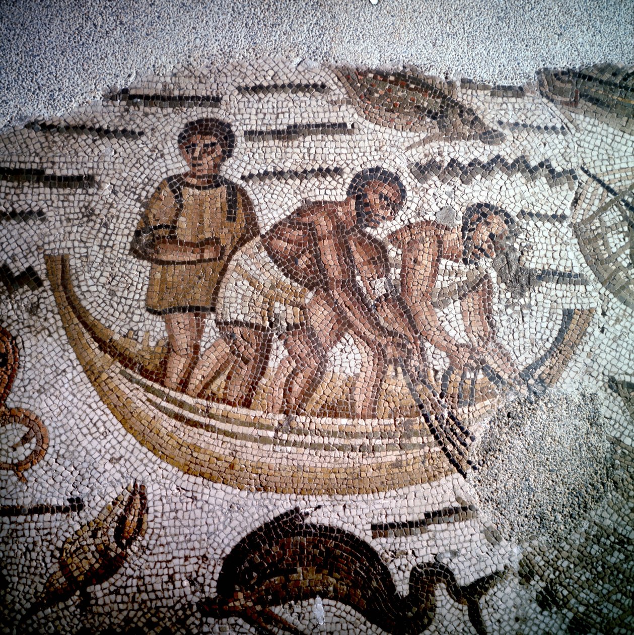 Rybářská scéna v Mosaic v Hippo, Alžírsko. od Roman Roman