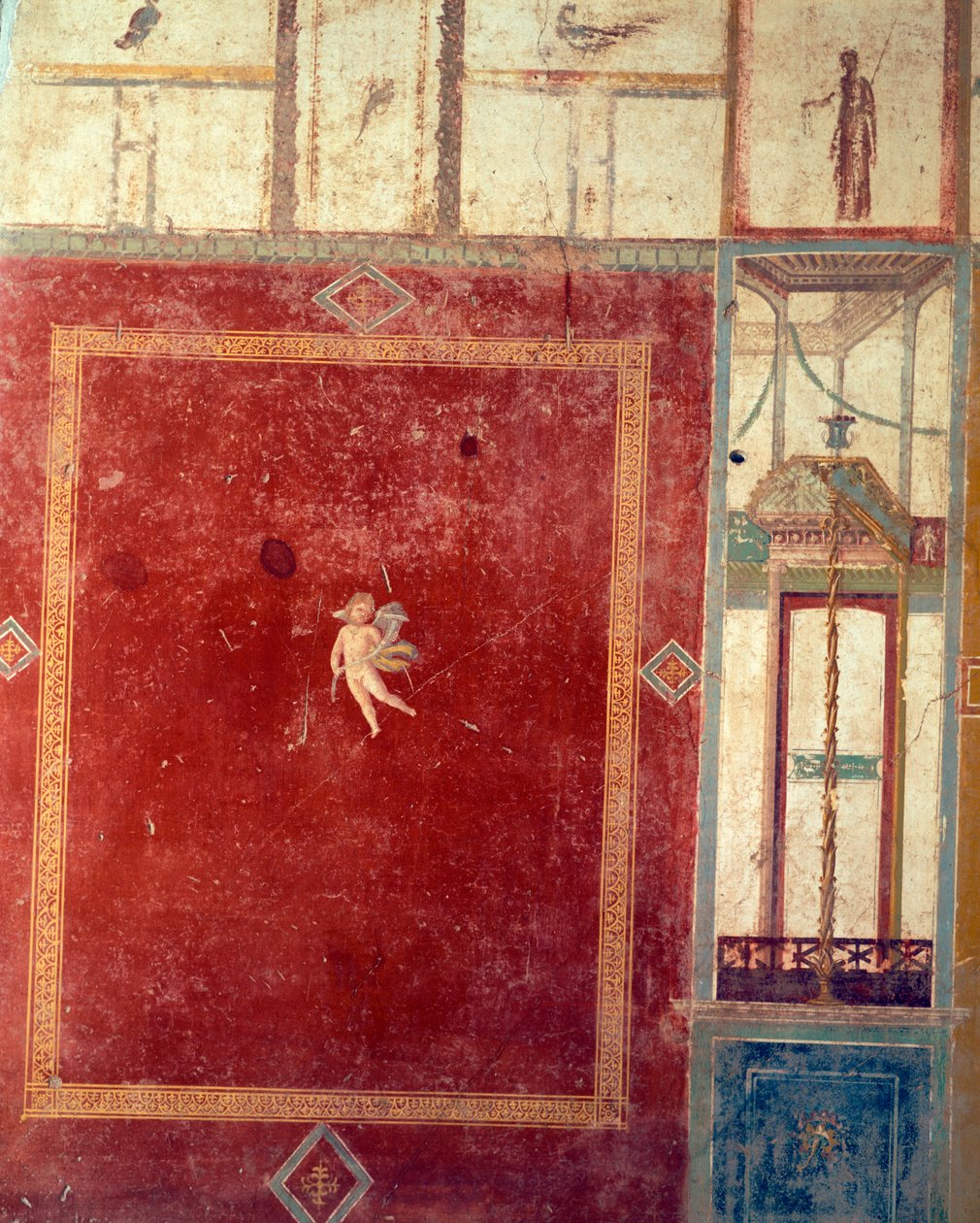 Pompejská freska čtvrtého stylu, dům Pinario Ceriale, Pompeje, Kampánie, římská civilizace od Roman Roman