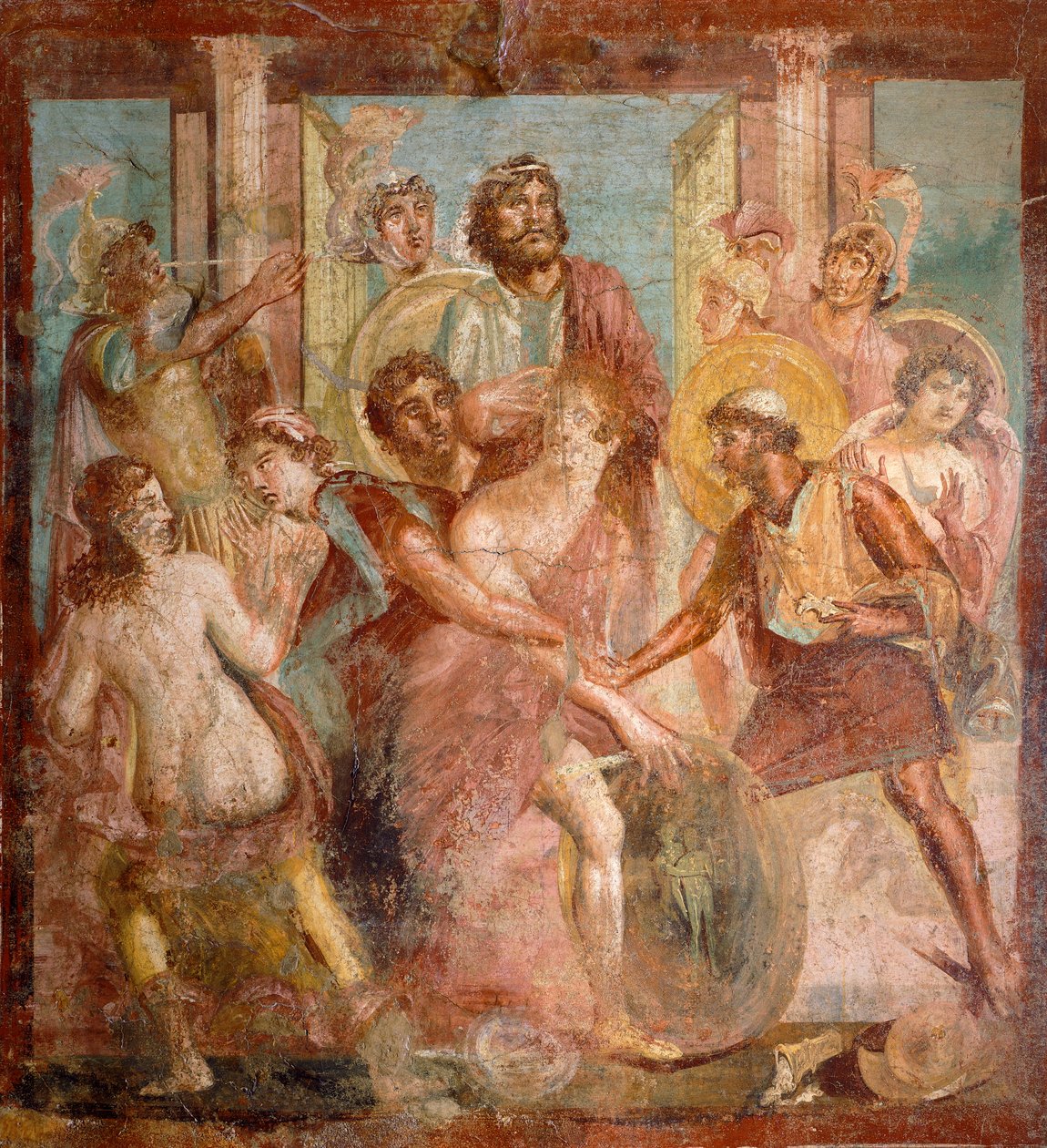 Freska zobrazující Achilla a Sciro, z Pompejí, Kampánie, římské civilizace od Roman Roman