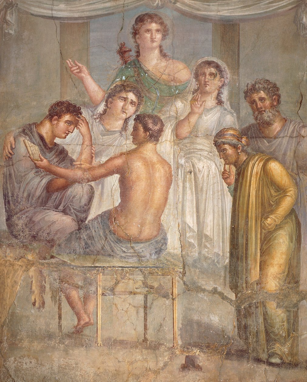 Freska zobrazující Admetus a Alcestis, z baziliky v Herculaneum, Kampánie, římská civilizace od Roman Roman