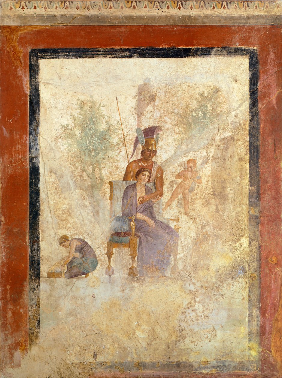 Freska zobrazující Arese a Afroditu z Domu potrestané lásky v Pompejích (Seznam světového dědictví UNESCO od Roman Roman