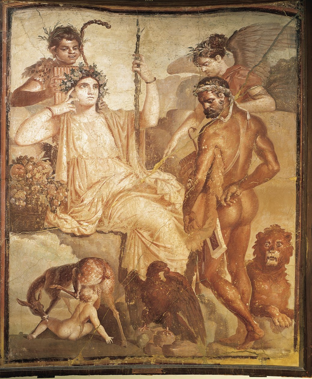 Freska zobrazující Herkula nacházejícího svého syna Telepha v Arkádii z baziliky Ercolano, provincie Neapol, Itálie od Roman Roman