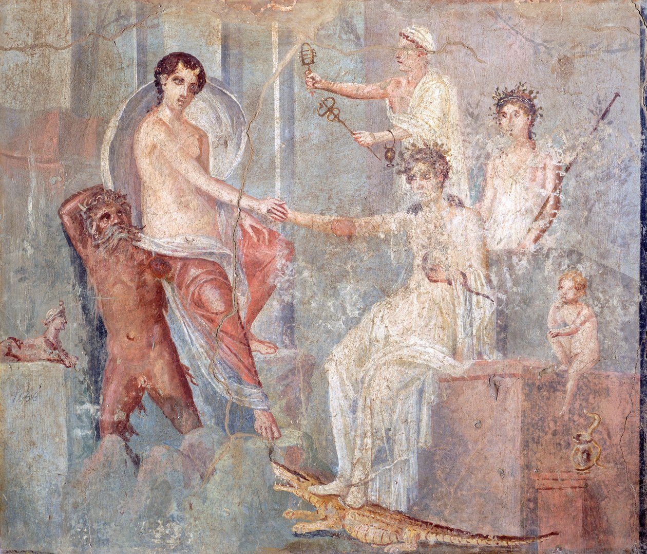 Freska zobrazující Iův příchod do Egypta, Pompeje, Kampánie, římská civilizace od Roman Roman