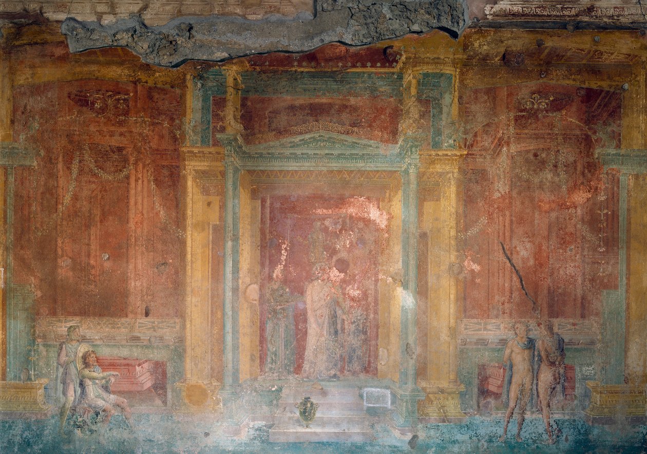 Fresko, joka kuvaa Iphigeniaa Härässä, Pinarius Cerialisin talo, Pompeji (Unescon maailmanperintö), Campania, Italia, roomalainen sivilisaatio od Roman Roman