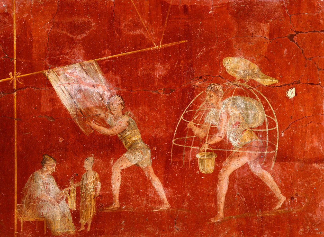 Freska zobrazující pradleny z Pompejí (Seznam světového dědictví UNESCO od Roman Roman