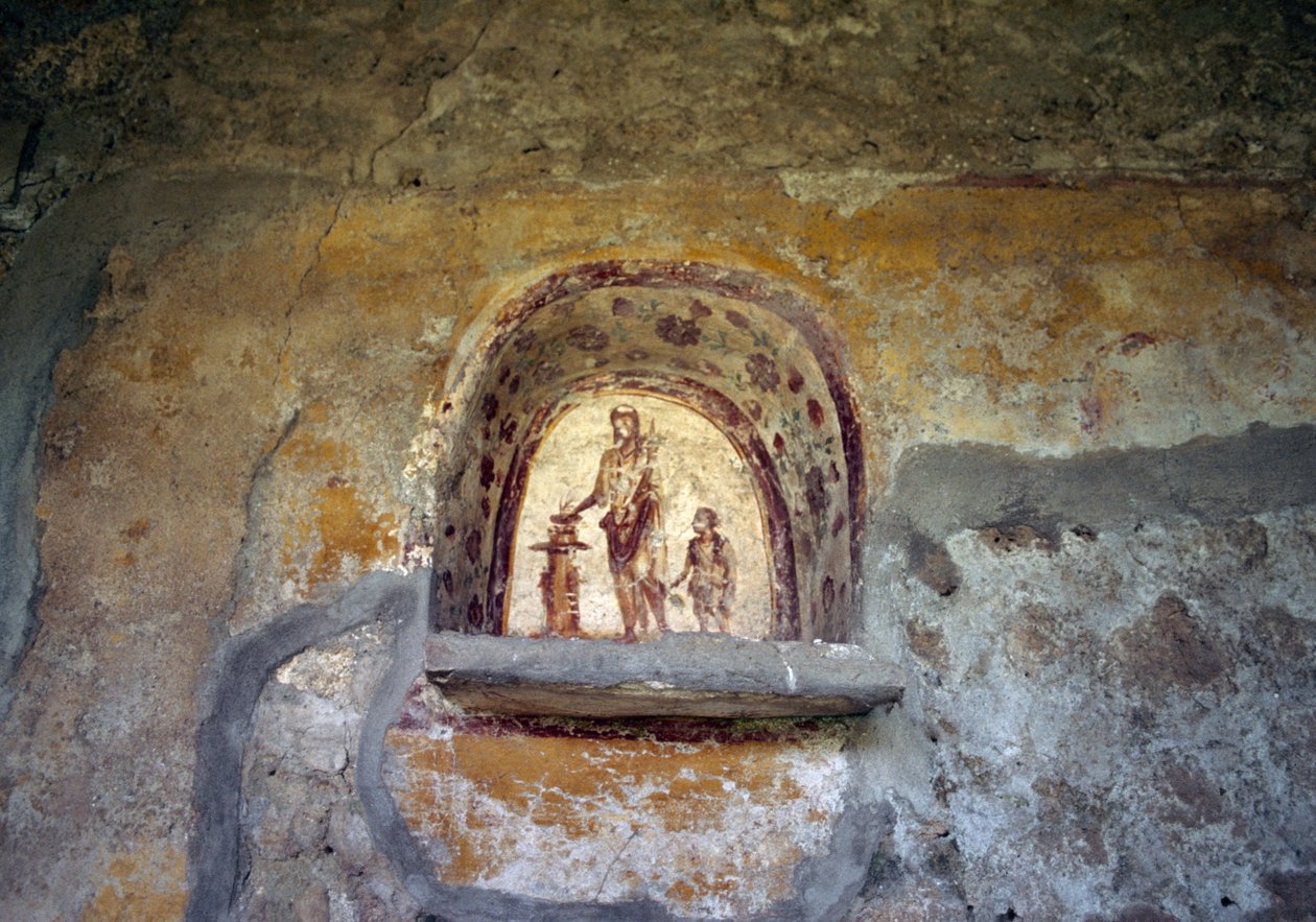 Freska zobrazující lararium z Pompejí (Seznam světového dědictví UNESCO od Roman Roman