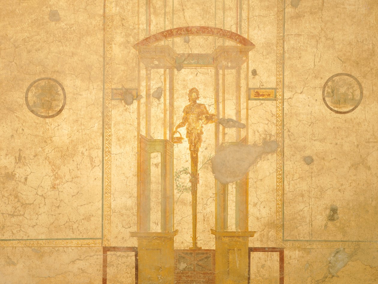 Freska zobrazující karyatidu, z Domu milenců, Pompeje, Kampánie, římská civilizace od Roman Roman