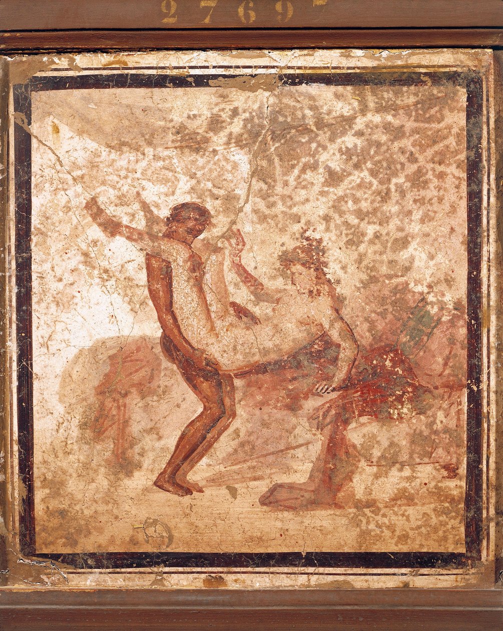 Freska zobrazující erotické téma, z Pompejí, Itálie od Roman Roman