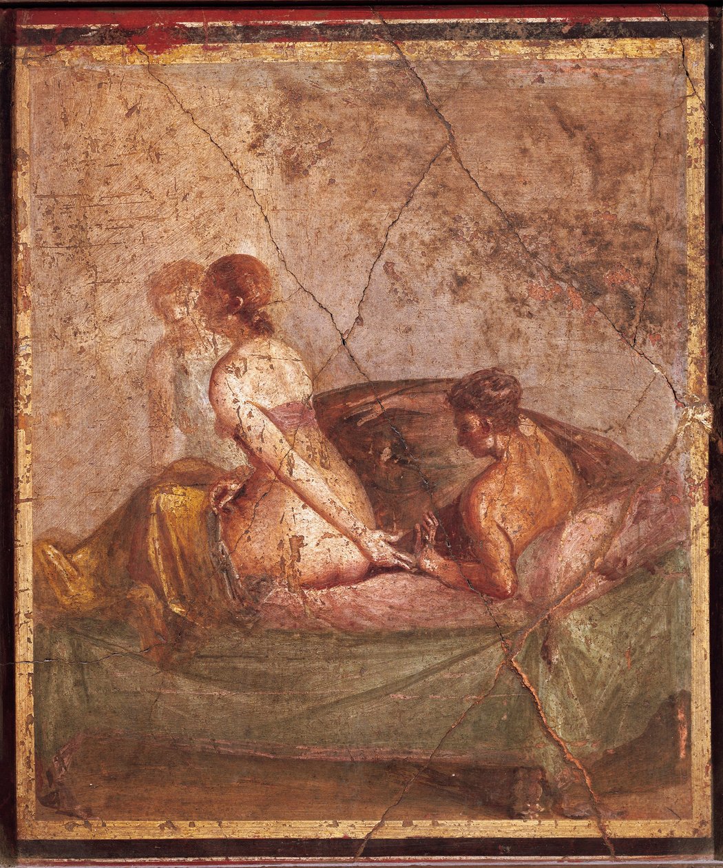 Freska zobrazující erotické téma, z Pompejí, Itálie od Roman Roman