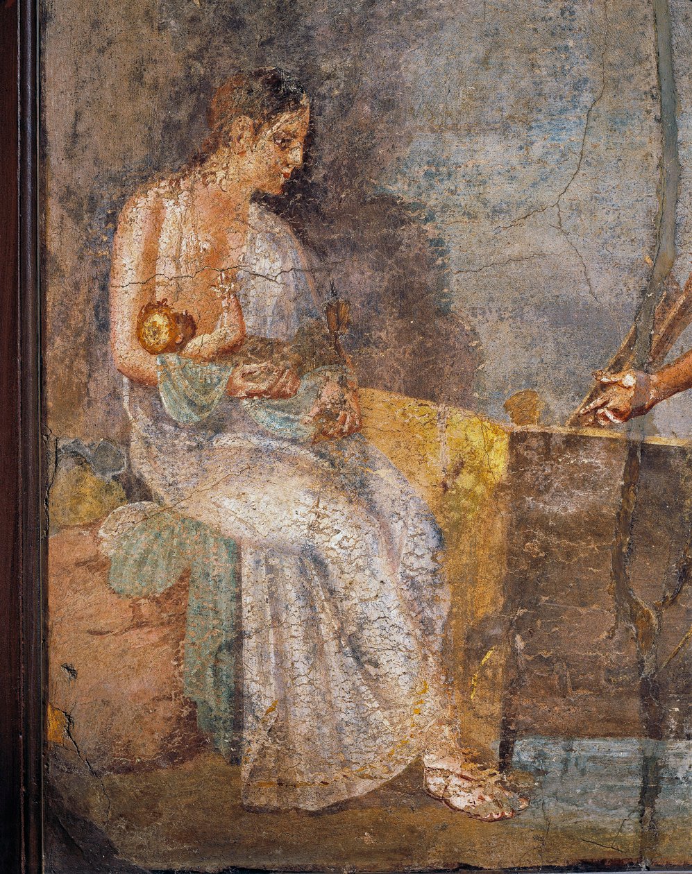 Fresko, joka kuvaa äitiä imettävässä lastaan Pompejista, Italiasta od Roman Roman