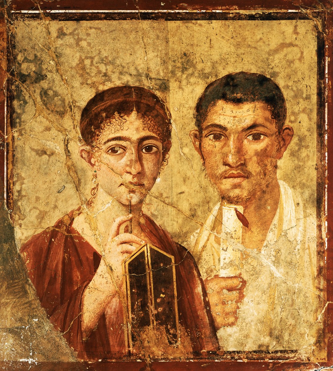 Freska zobrazující portrét Paquio Proculo a jeho manželky z Pompejí (Seznam světového dědictví UNESCO od Roman Roman