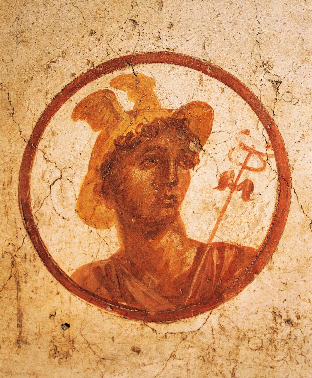 Freska zobrazující portrét muže na bílém pozadí, House of Ancient Hunt, Pompeje, Kampánie, římská civilizace od Roman Roman