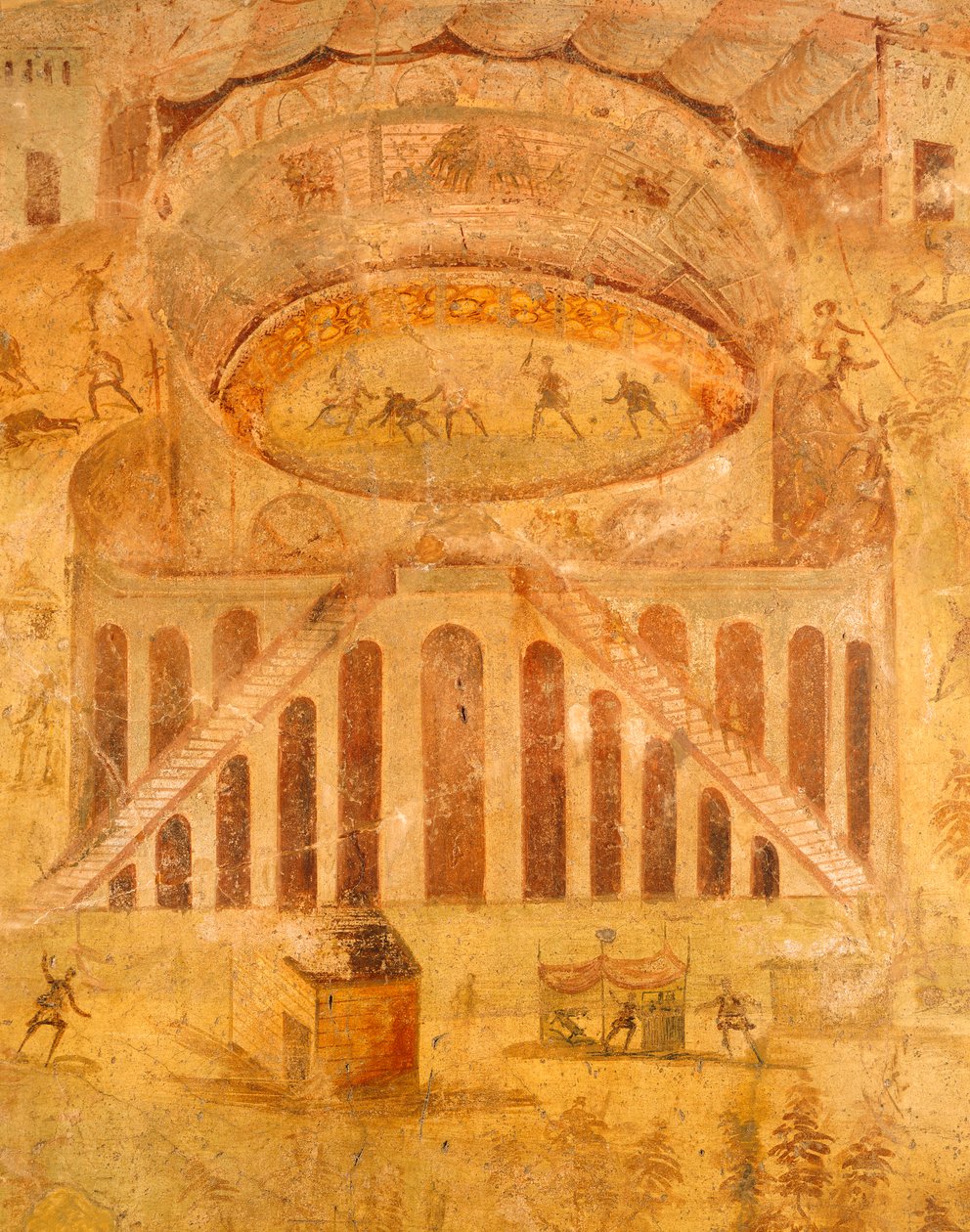 Freska zobrazující hádku mezi Pompejci a Nocerini v amfiteátru, z Pompejí, Kampánie, římské civilizace od Roman Roman