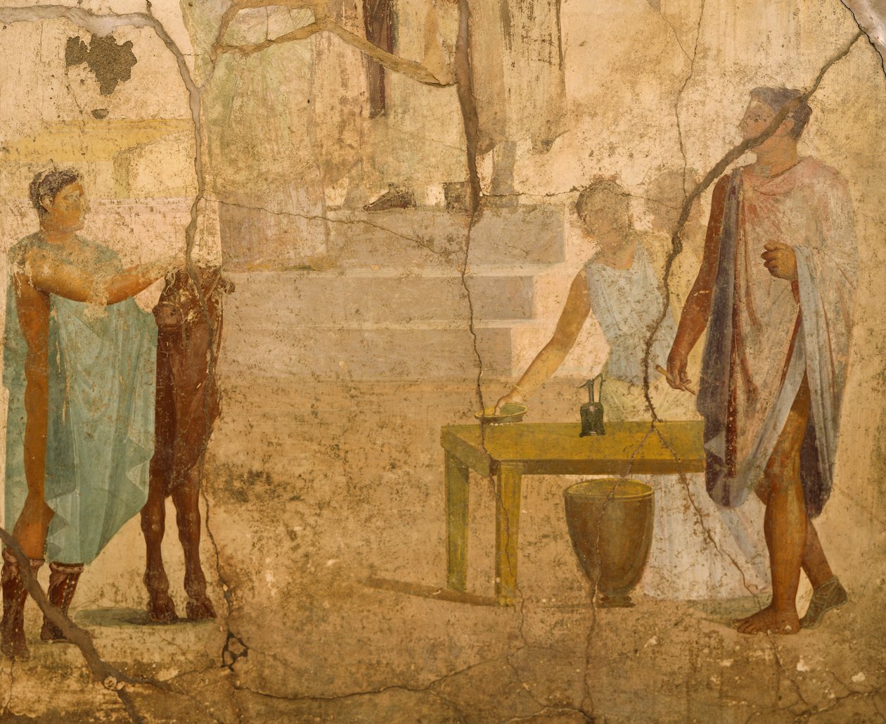 Freska zobrazující scénu oběti, dekorace z Domu pozlacených Amorů, Pompeje, Kampánie, římská civilizace od Roman Roman