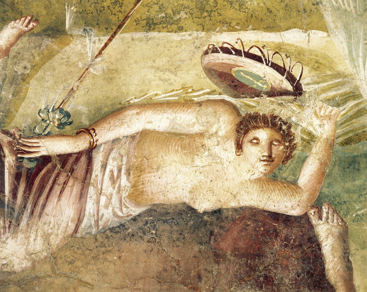 Freska zobrazující spící Maenadu z domu Citharistů, Pompeje, Itálie od Roman Roman