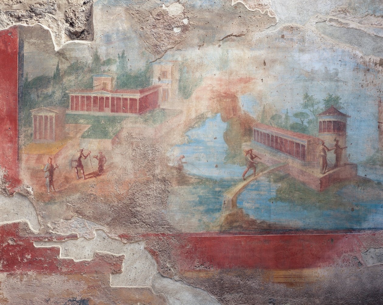 Freska fontány-nymphaeum z Domu Malé fontány, Pompeje (světové dědictví UNESCO od Roman Roman