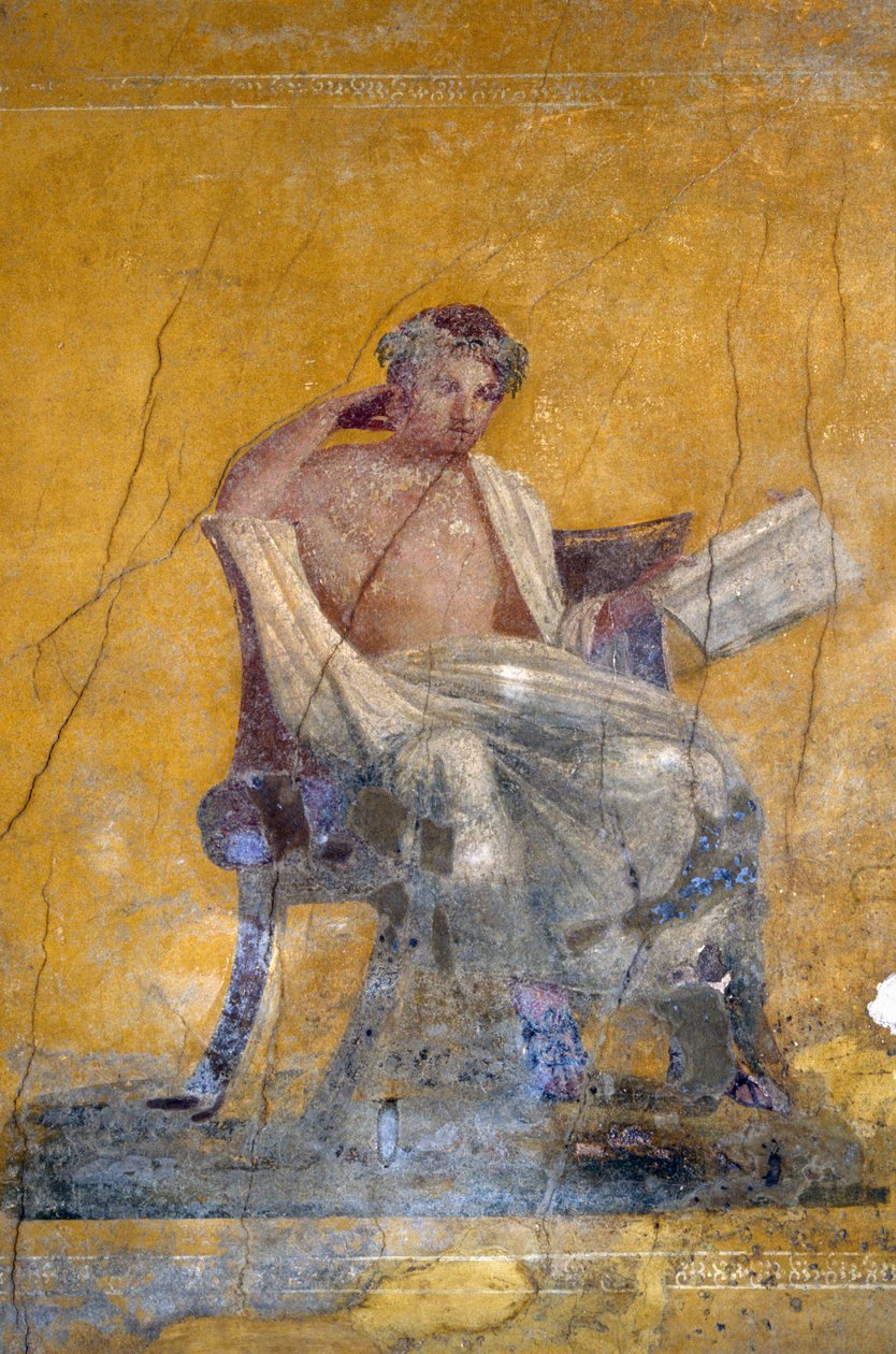 Řecký básník Menander, freska z House of Menander, Pompeje (Seznam světového dědictví UNESCO od Roman Roman