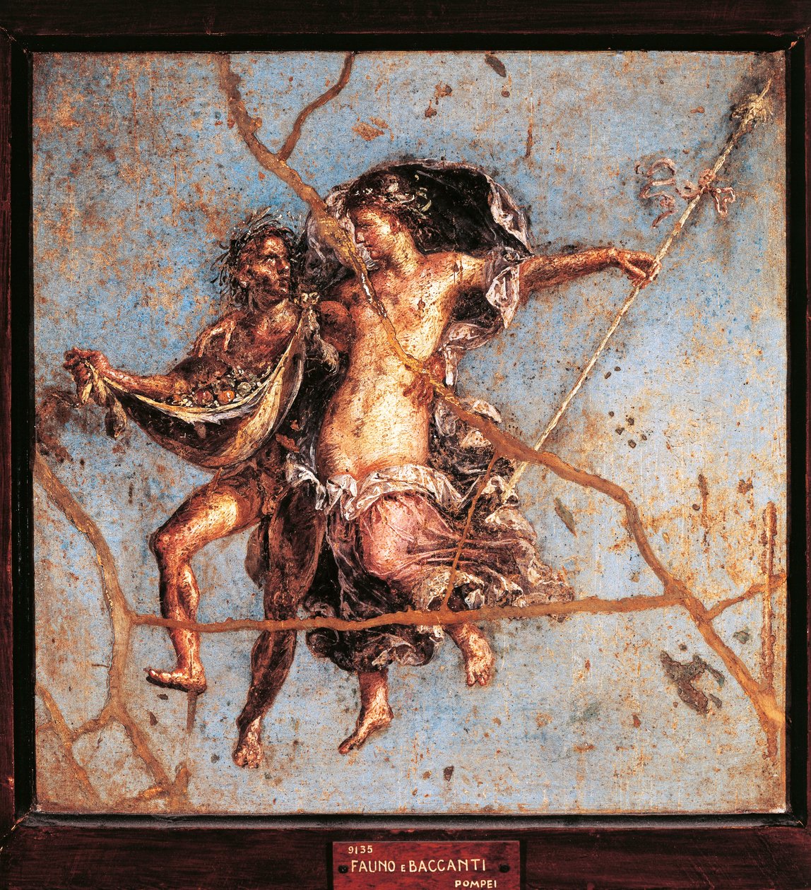 Itálie, Kampánie, Pompeje, Faun a Maenad z Domu Dioskúrů, freska od Roman Roman