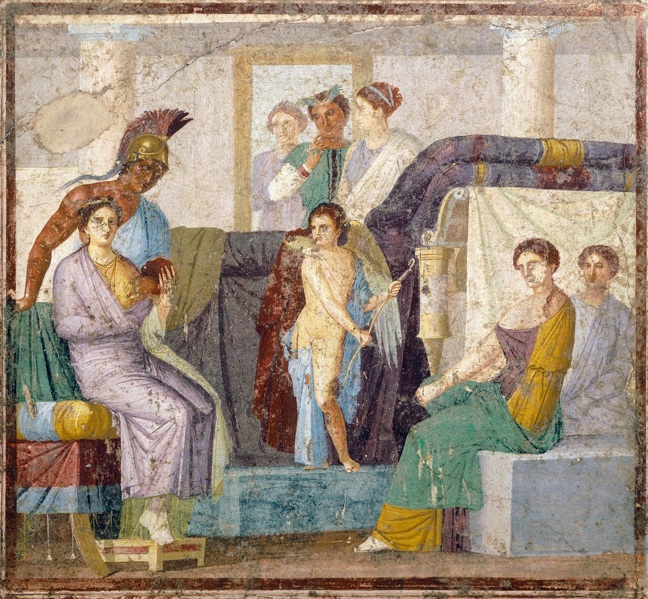 Svatba Venuše a Marsu, nástěnná malba tablinum z domu Marca Lucrezia Fronta, Pompeje, Kampánie, římská civilizace od Roman Roman