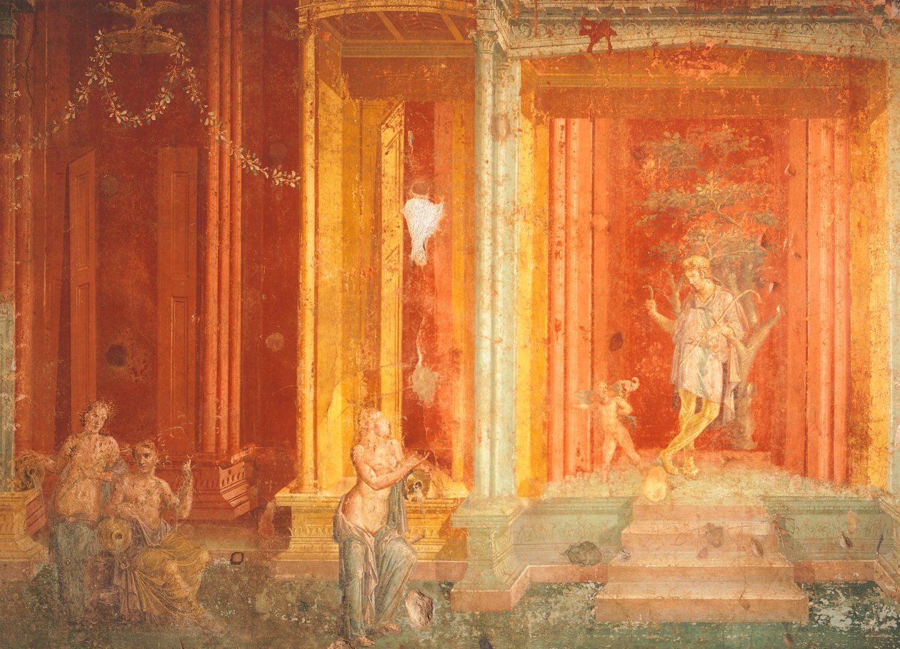 Nástěnná malba zobrazující Ifigenie v Býku, dům Pinarius Cerialis, Pompeje, Kampánie, Itálie od Roman Roman