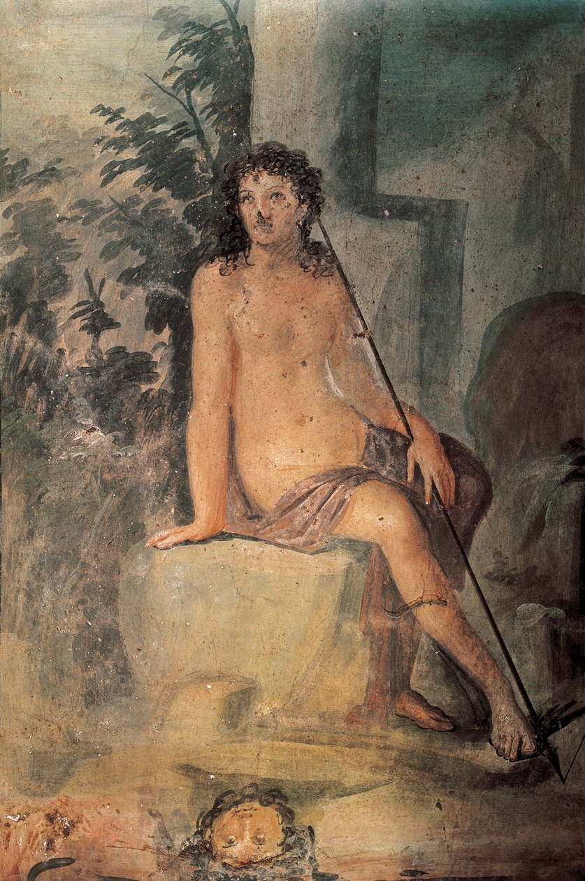Narcis u fontány, freska z domu Loreio Tiburtino, Pompeje, Kampánie, římská civilizace od Roman Roman