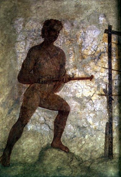 Nahá mužská postava (nástěnná malba) od Roman Roman