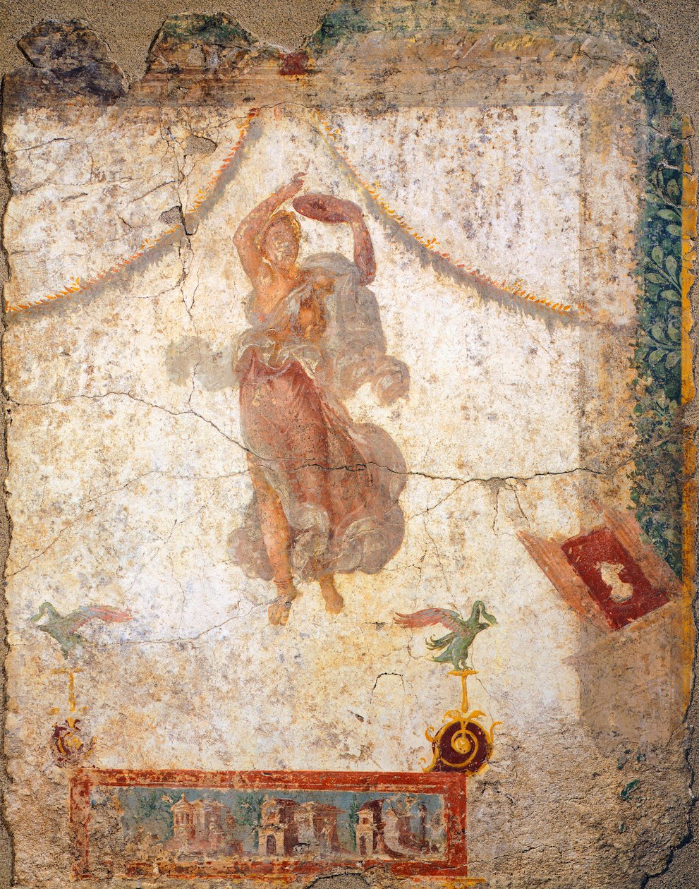 Malba ve čtvrtém pompejském stylu zobrazující létající Maenadu s tamburínou od Roman Roman