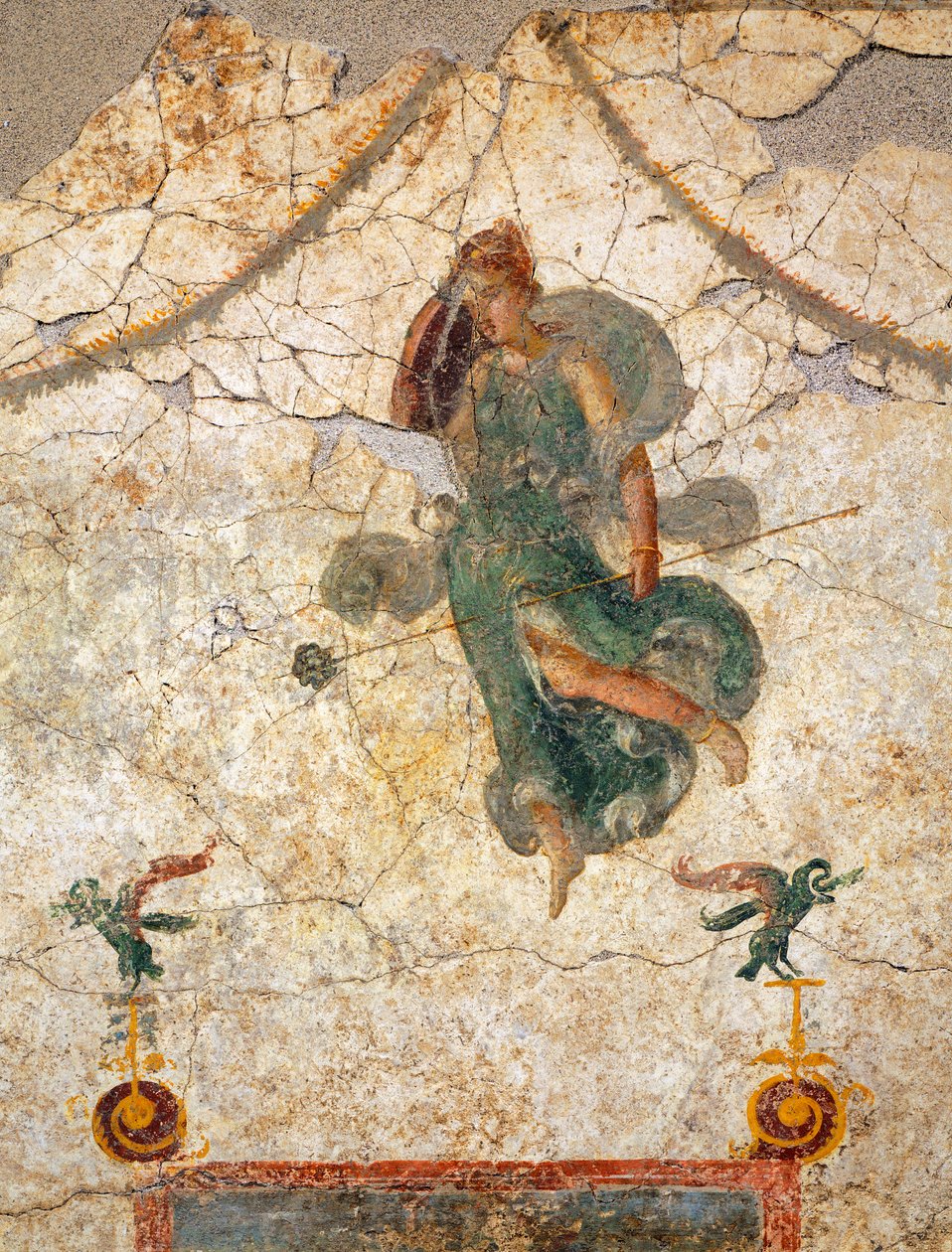 Malba ve čtvrtém pompejském stylu zobrazující Maenadu držící thyrsus od Roman Roman