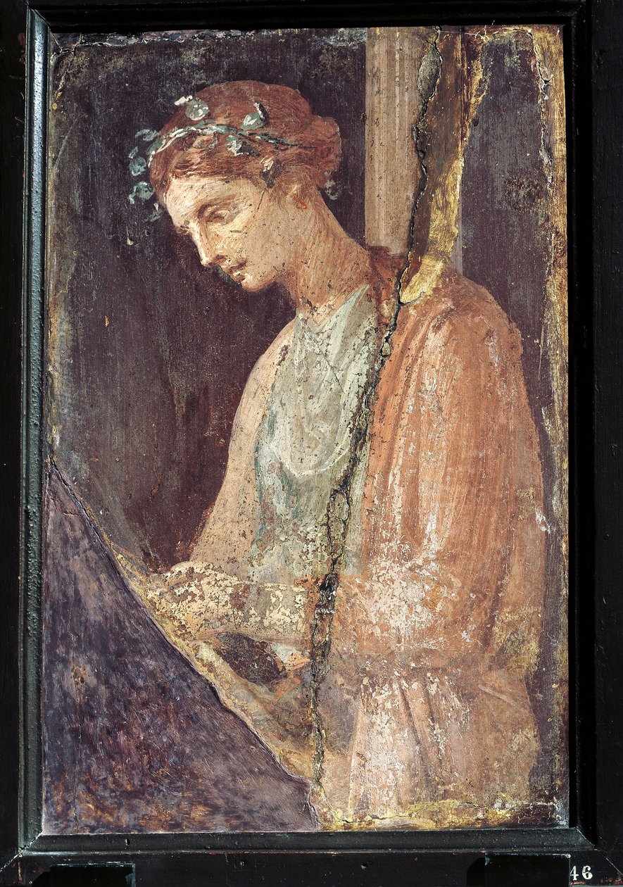 Profilový portrét mladé ženy z Itálie, Kampánie, Pompeje, malba na sádře, 55-79 n.l. od Roman Roman