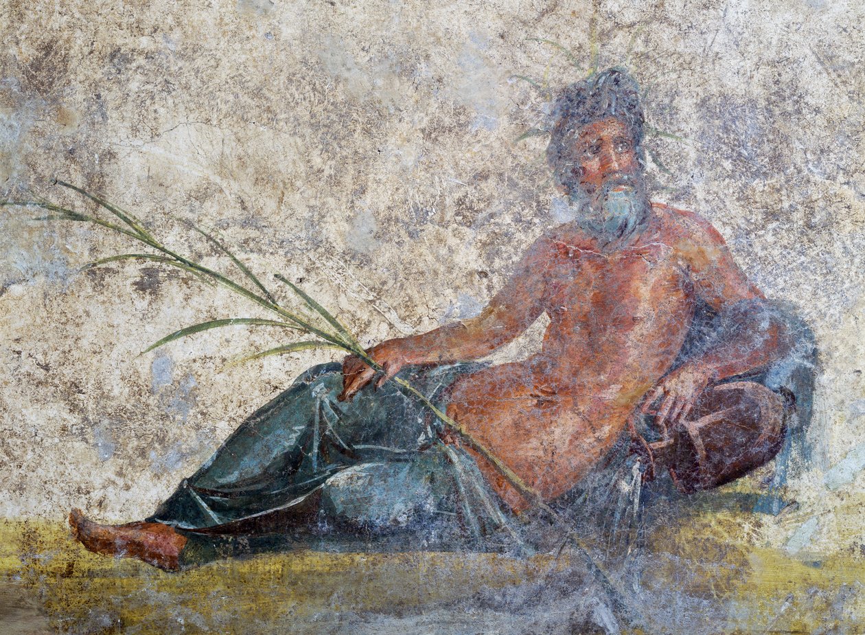 Řeka bůh, freska z Pompejí, Kampánie, Itálie, římská civilizace od Roman Roman