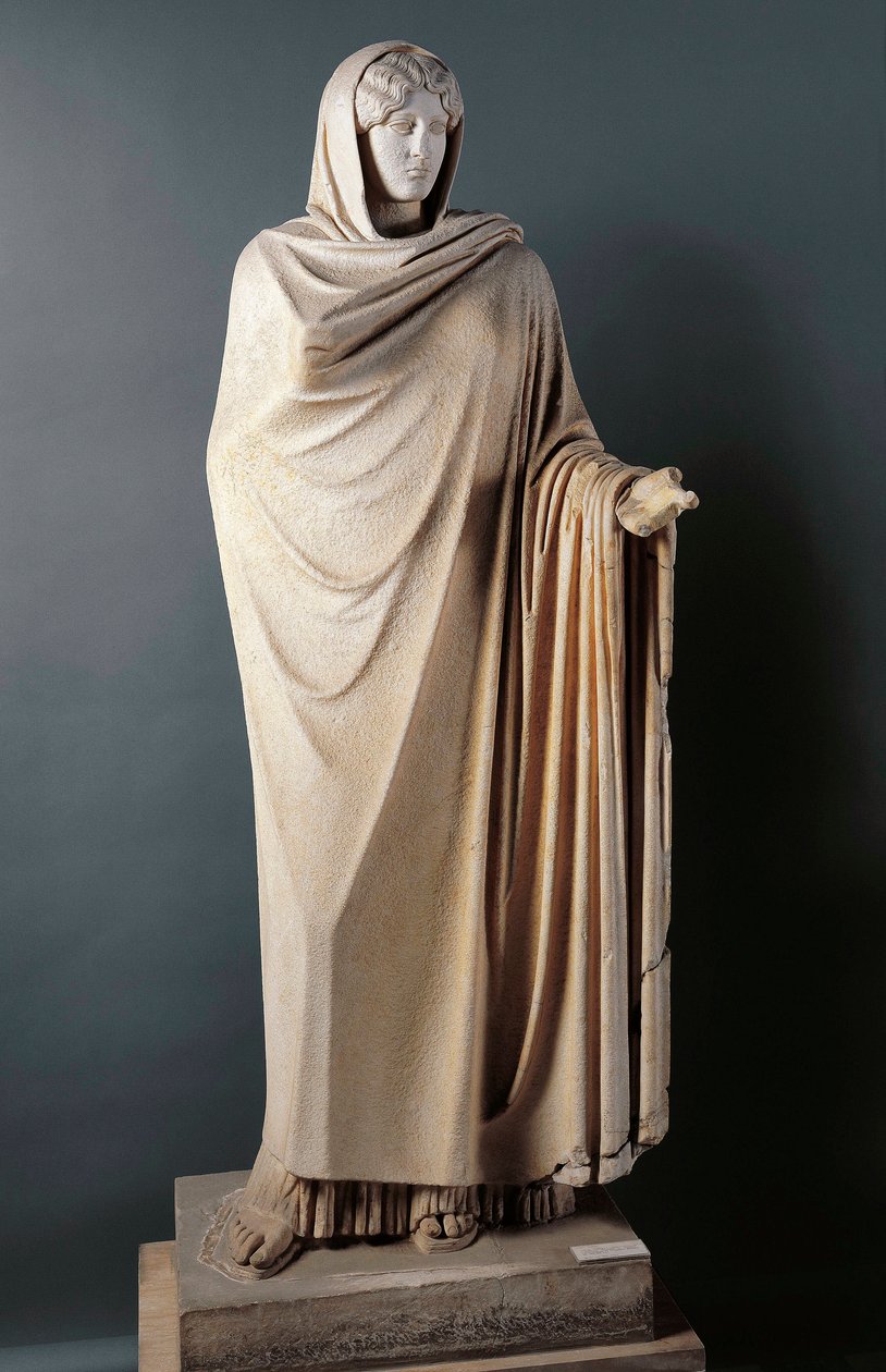 Římské umění: “”Aphrodite Sosandra”” Mramorová socha z 1. století podle řeckého originálu Calamis (Kalamis) z 5. století před naším letopočtem. Disouverte a Berries (Baia), Itálie. Neapol, Museo Archeologico Nazionale od Roman Roman