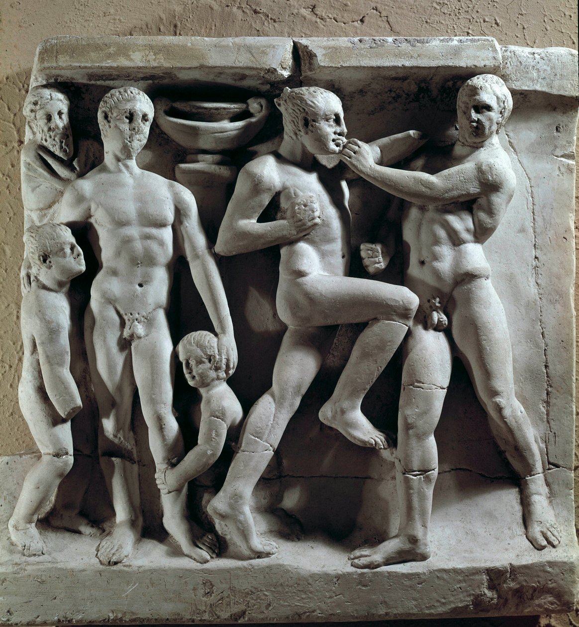 Římské umění: boxerská scéna. Nízká úleva. Museo della civilta romana, Řím od Roman Roman