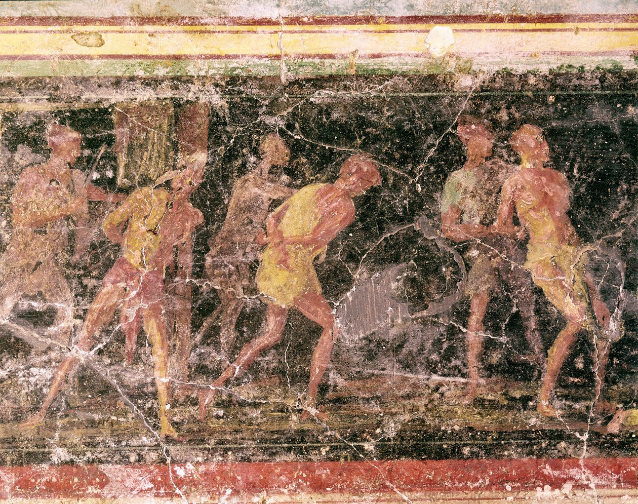 Římské umění: otroci - detail fresky vlysu pokoje C, Villa Farnesina (Římské umění: otroci, z vlysu pokoje C, Villa farnesina) Řím museo nazionale romano od Roman Roman