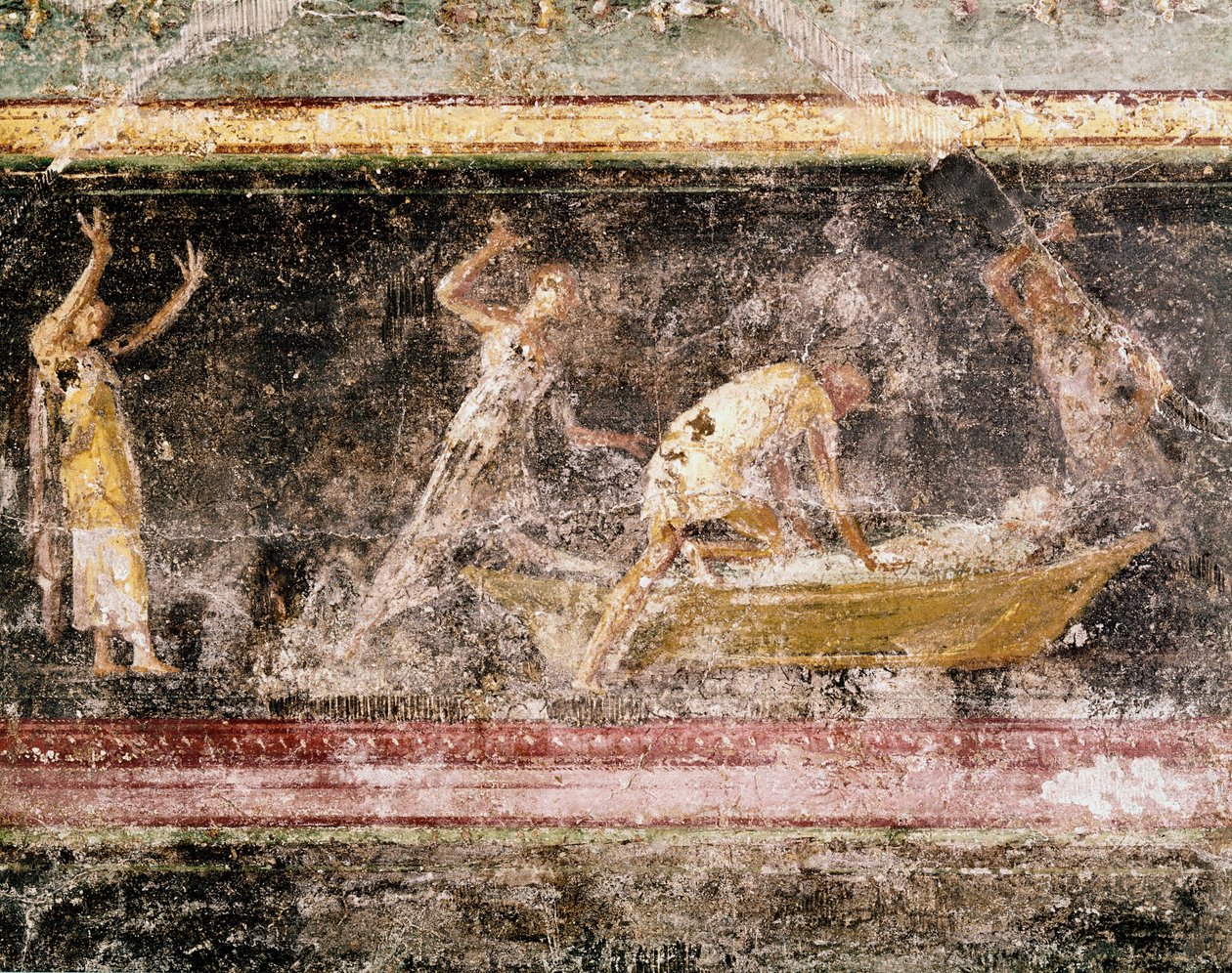 Římské umění: věta egyptského krále Bakenranefa (Bocchoris) - detail fresky vlysu místnosti C, vila Farnesina (římské umění: rozsudek krále Boccorise, z vlysu pokoje C, Villa farnesina) Řím museo nazionale romano od Roman Roman