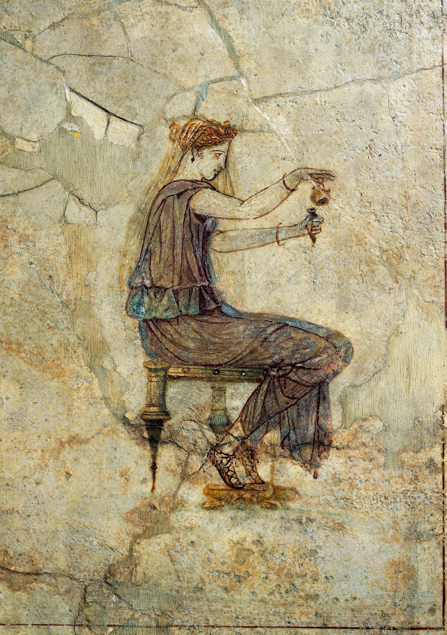 Římská civilizace, freska zobrazující dívku nalévající parfém z Pompejí od Roman Roman