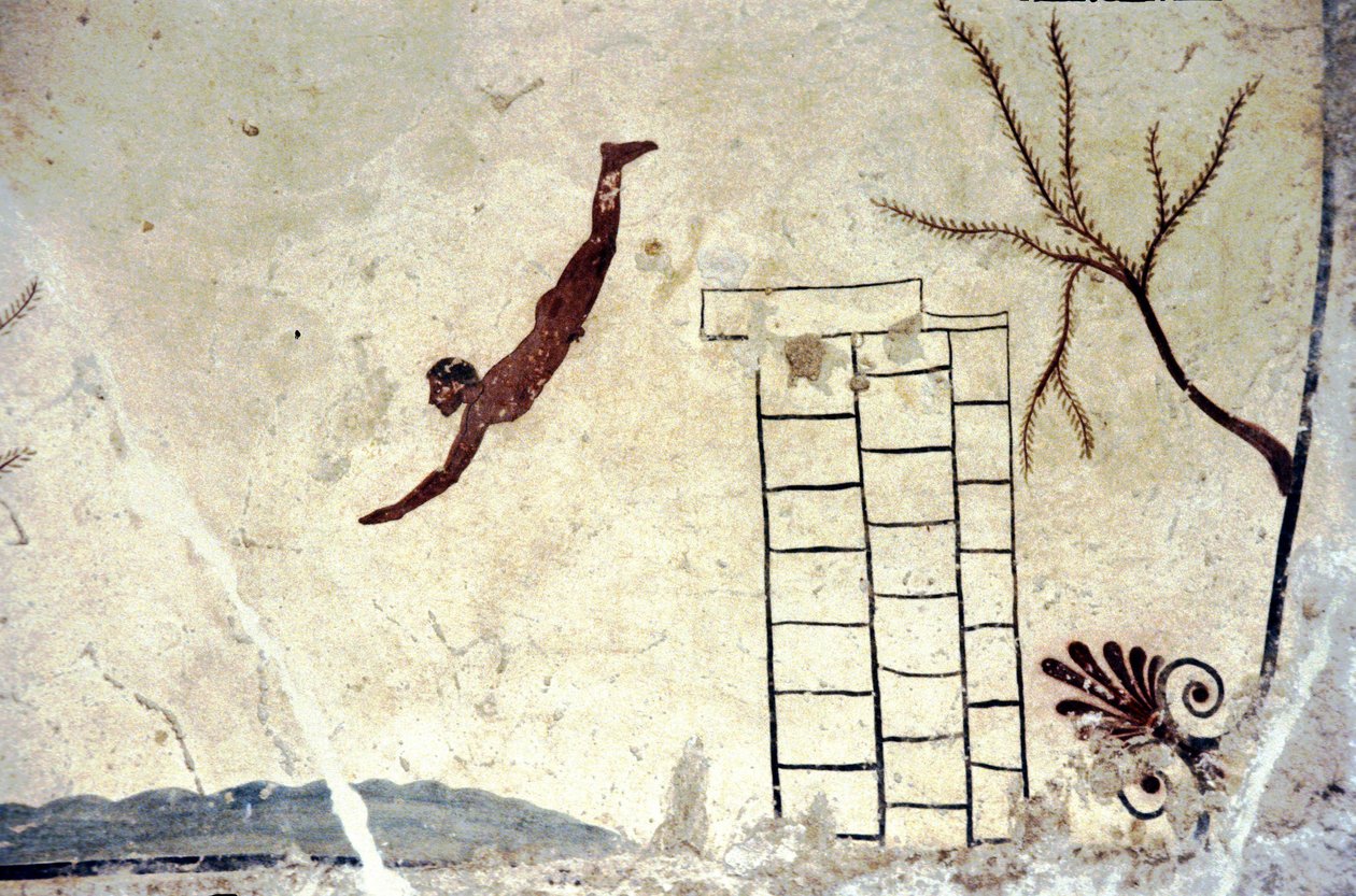 Římská nástěnná malba hrobky zvané potápěč (tuffatore). od Roman Roman
