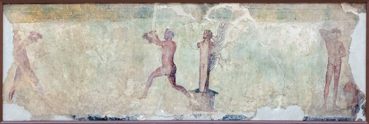 Scéna soutěže ve skoku se závažím a sportovec, který se čistí. od Roman Roman