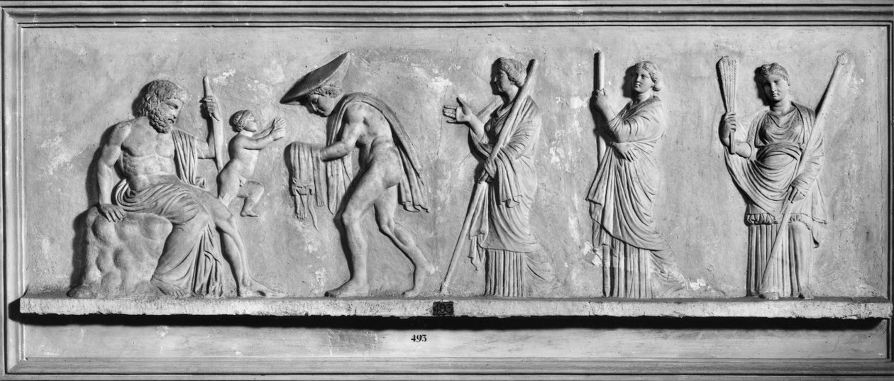 Zrození Dionýsa z pravého Diova stehna (mramor) (černobílá fotografie) od Roman Roman