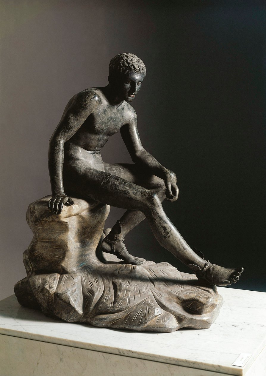 Zbytek Hermes římské bronzové sochy podle řeckého originálu od Lysippa. Z Ercolano (Herculaneum) Dim. 105 cm Neapol, Museo Archeologico Nazionale od Roman Roman