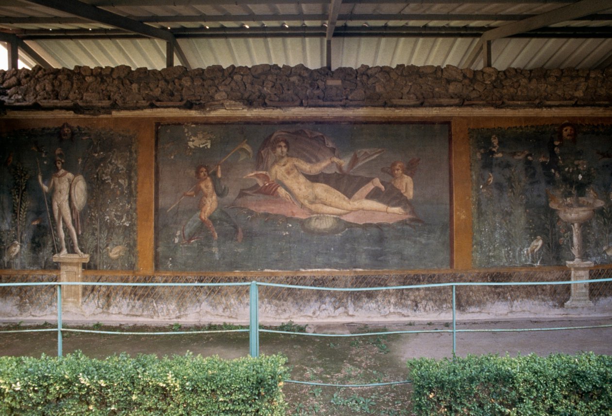 Venuše ve skořápce, freska z peristylia v House of Venus in Shell, Pompeje (Seznam světového dědictví UNESCO od Roman Roman
