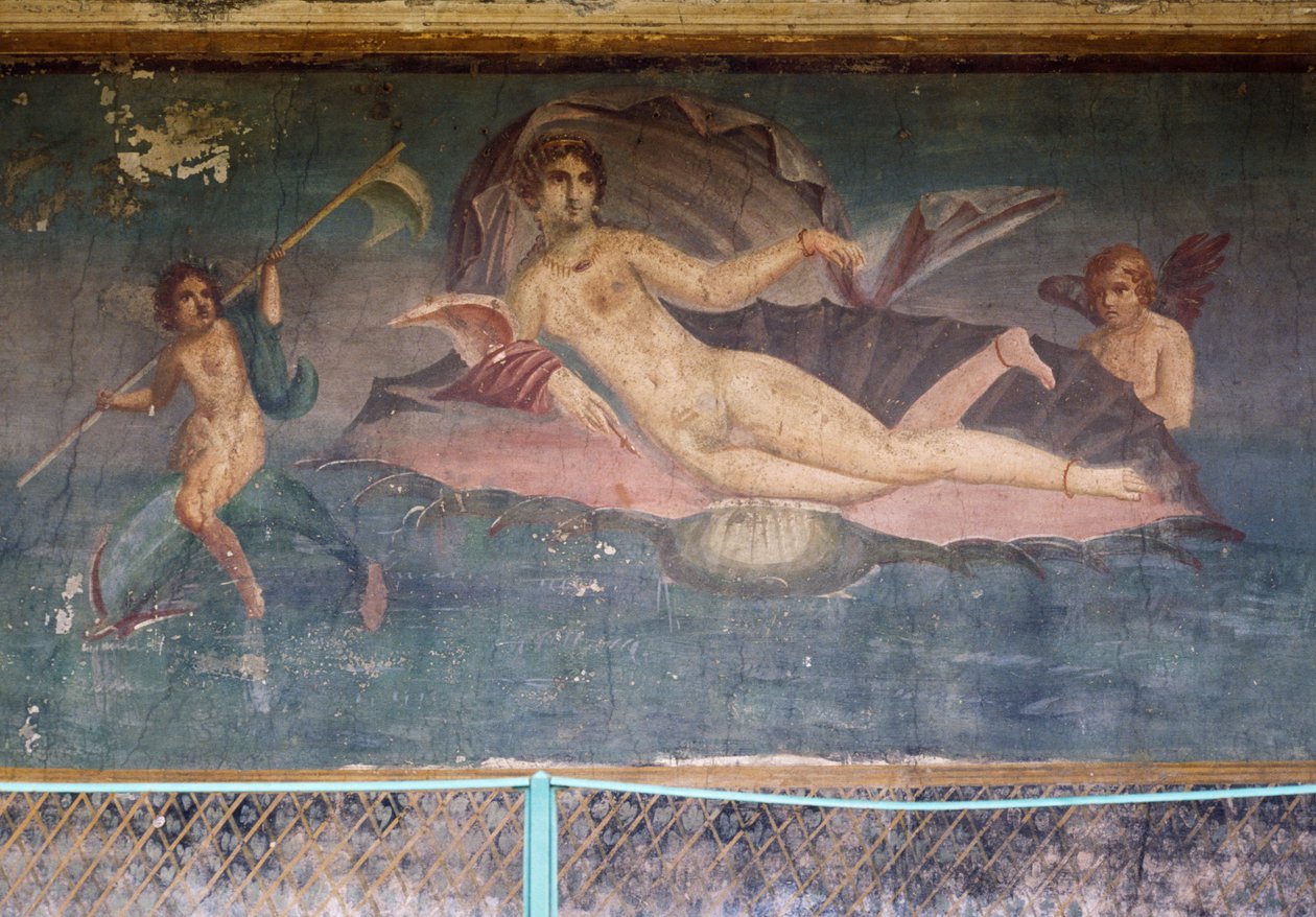 Venuše ve skořápce, freska z peristylia v House of Venus in the Shell, Pompeje (Seznam světového dědictví UNESCO od Roman Roman