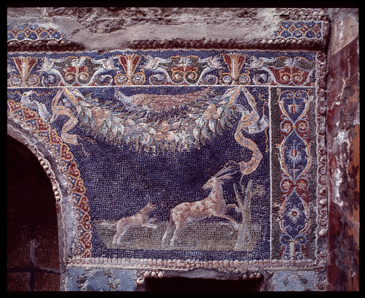 Nástěnné mozaiky nymphaeum z casa di Nettuno e Anfitrite, místo Herculaneum, 5. století před naším letopočtem-1. století našeho letopočtu od Roman Roman