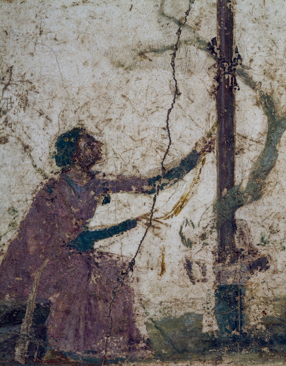 Žena u posvátného stromu, fragment fresky z Pompejí, Kampánie, Itálie, římská civilizace od Roman Roman