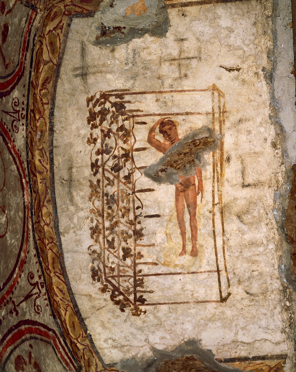 Mládí, mřížovina a vinná réva, 3.-5. století našeho letopočtu (freska) od Roman Roman