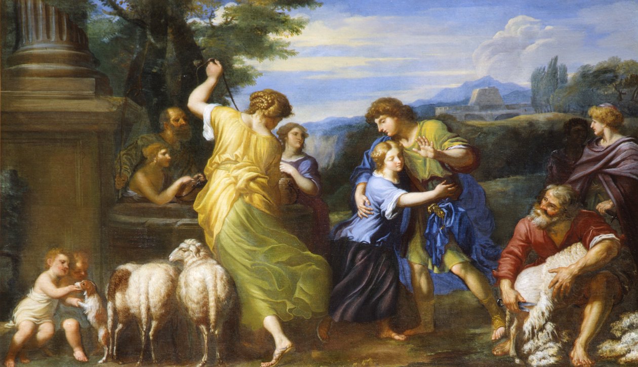 Jacob a Rachel u studny (olej na plátně) od Roman School