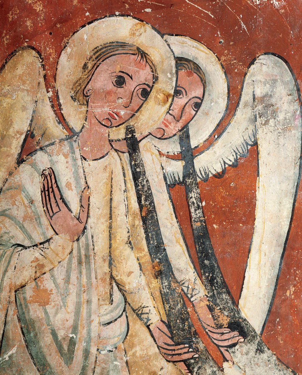 Andělé s velkými trubkami během posledního soudu od Romanesque