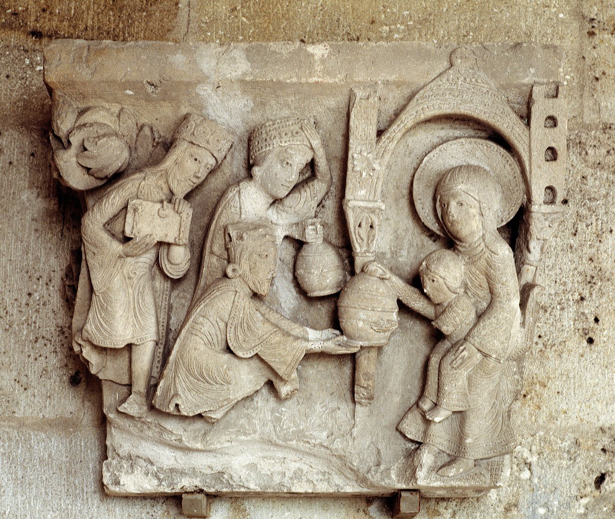 Klanění mágů (vyřezávané hlavní město) od Romanesque